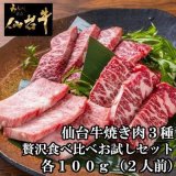 仙台牛焼肉3種贅沢食べ比べお試しセット300ｇ【さとう精肉店】クール(冷凍) 